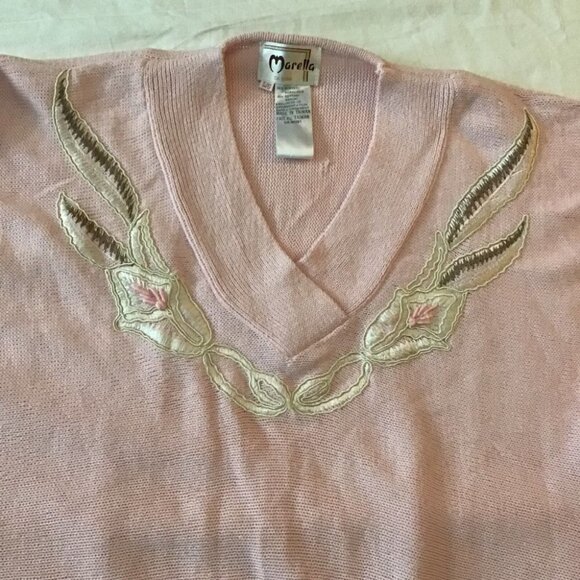 MARELLA Pink Grandma Core V Neck Sweater Size L - Picture 2 of 7